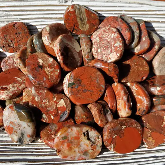Brecciated Jasper For Mental Clarity And Grounding, Red Brecciated Jasper Coins, Calming And Balancing, Healing Crystals And Stones, (1")