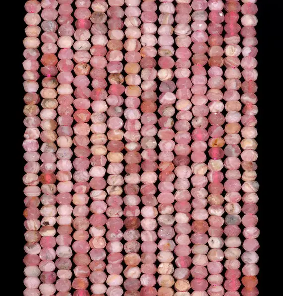 3x2mm Rhodochrosite Gemstone Pink Grade Aa Fine Faceted Cut Rondelle Loose Beads 15.5 Inch Full Strand (80001685-792)