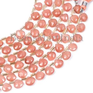 Shop Rhodochrosite Bead Shapes! 7-9 mm Rhodochrosite Faceted Heart Shape Beads, Faceted Rhodochrosite Beads, Rhodochrosite Heart Shape Beads, Rhodochrosite Gemstone Beads | Natural genuine other-shape Rhodochrosite beads for beading and jewelry making.  #jewelry #beads #beadedjewelry #diyjewelry #jewelrymaking #beadstore #beading #affiliate #ad
