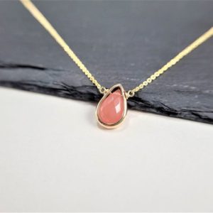 Rhodochrosite Necklace, Necklaces for Women / Handmade Jewelry / Gemstone Necklace, Simple Gold Necklace, Gemstone Choker, Layered Necklace | Natural genuine Rhodochrosite pendants. Buy crystal jewelry, handmade handcrafted artisan jewelry for women.  Unique handmade gift ideas. #jewelry #beadedpendants #beadedjewelry #gift #shopping #handmadejewelry #fashion #style #product #pendants #affiliate #ad