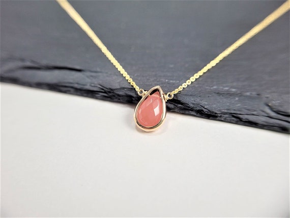 Rhodochrosite Necklace, Necklaces For Women / Handmade Jewelry / Gemstone Necklace, Simple Gold Necklace, Gemstone Choker, Layered Necklace
