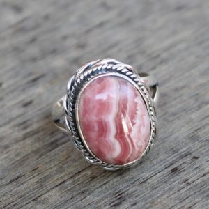 Rhodochrosite Ring, sterling silver Jewelry, gift for her, Natural Rhodochrosite, Crystal gemstone, Handmade ring, Spiral Design Stack rings | Natural genuine Array jewelry. Buy crystal jewelry, handmade handcrafted artisan jewelry for women.  Unique handmade gift ideas. #jewelry #beadedjewelry #beadedjewelry #gift #shopping #handmadejewelry #fashion #style #product #jewelry #affiliate #ad