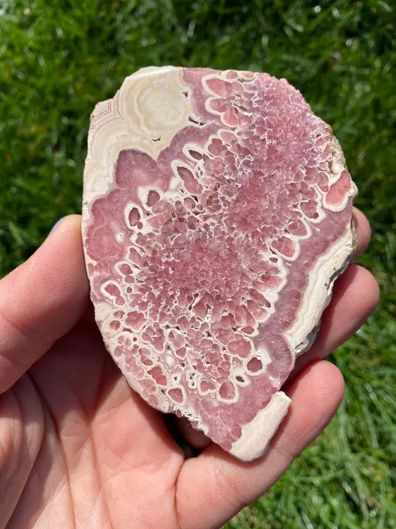 Rhodochrosite Slab - Polished Stone Slab - One Of A Kind Rhodochrosite Slice - Polished Crystal Slab - Pink Crystal Slice - Unique Crystal 1