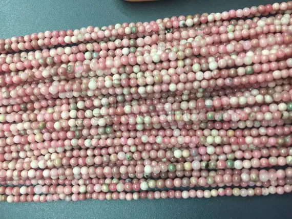 Light Pink Rhodonite Beads - Pink Gemstone Beads - 2mm Rhodonite Stone - 3mm Spacer Gemstone - Pink Stone Beads - 2mm Bead Strand -15inch