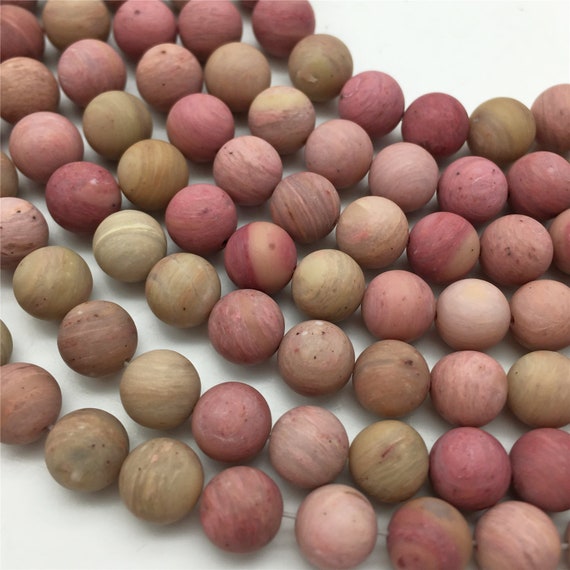 10mm Matte Pink Rhodonite Beads, Round Gemstone Beads, Wholesale Beads