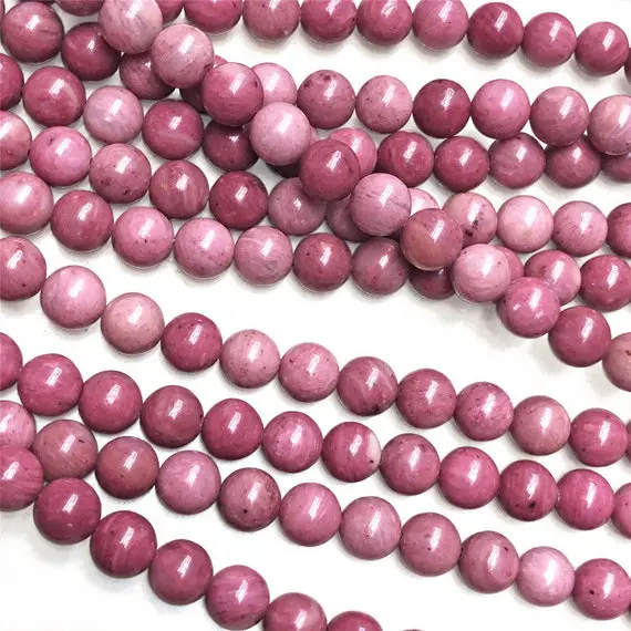 Natural Pink Rhodonite Beads, Round Gemstone Beads, Wholesale Beads, 8mm, 10mm
