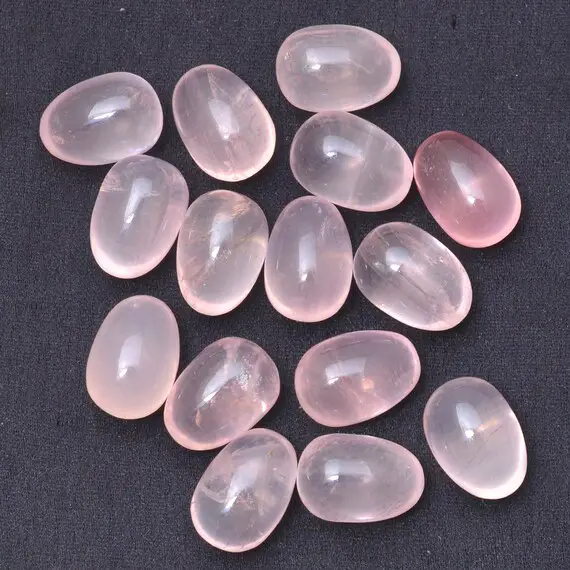 Rose Quartz 9x13mm Oval Tumbled Loose Gemstone | Natural Soft Pink Rose Quartz Loose Gemstone Smooth Mini Egg Stones | Gemstone Egg Nuggets