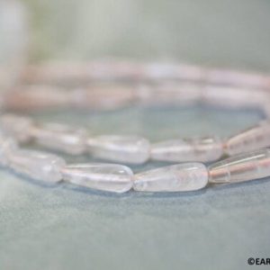 S/ Rose Quartz 6x16mm Teardrop beads 16" strand Light pink quartz dangling beads for jewelry making | Natural genuine other-shape Gemstone beads for beading and jewelry making.  #jewelry #beads #beadedjewelry #diyjewelry #jewelrymaking #beadstore #beading #affiliate #ad