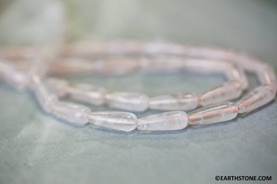 S/ Rose Quartz 6x16mm Teardrop Beads 16" Strand Enhanced Light Pink Quartz Gemstone Beads For Jewelry Making