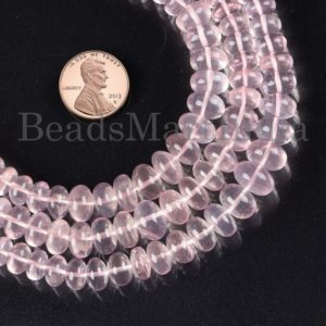 Shop Rose Quartz Rondelle Beads! 6-11 mm Rose Quartz Beads, Rose Quartz Smooth Beads, Rose Quartz Rondelle Beads, Rose Quartz Gemstone Beads, Quartz Gemstone Beads | Natural genuine rondelle Rose Quartz beads for beading and jewelry making.  #jewelry #beads #beadedjewelry #diyjewelry #jewelrymaking #beadstore #beading #affiliate #ad