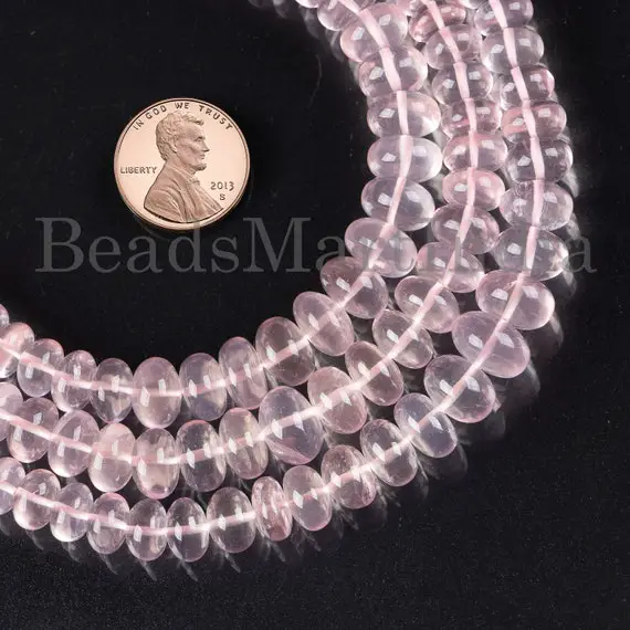 6-11 Mm Rose Quartz Beads, Rose Quartz Smooth Beads, Rose Quartz Rondelle Beads, Rose Quartz Gemstone Beads, Quartz Gemstone Beads
