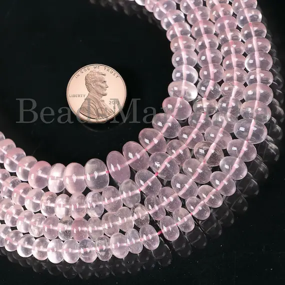 5-7 Mm Rose Quartz Beads, Rose Quartz Smooth Beads, Rose Quartz Rondelle Beads, Rose Quartz Gemstone Beads, Rose Quartz Plain, Quartz Beads