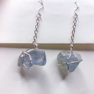 Shop Celestite Jewelry! Rough Celestite Dangle Earrings | Natural genuine Celestite jewelry. Buy crystal jewelry, handmade handcrafted artisan jewelry for women.  Unique handmade gift ideas. #jewelry #beadedjewelry #beadedjewelry #gift #shopping #handmadejewelry #fashion #style #product #jewelry #affiliate #ad