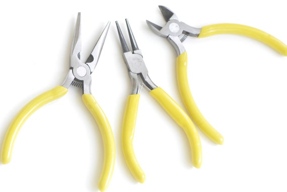 Round Flat Nose Wire-cutter Jewelry Pliers Yellow Handle Tool For Wire Working