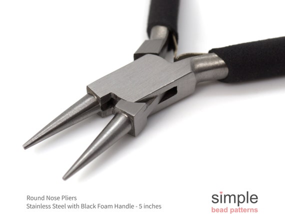 Stainless Steel Round Nose Pliers With Black Ergonomic Handle: Jewelry Making Tools For Beginners