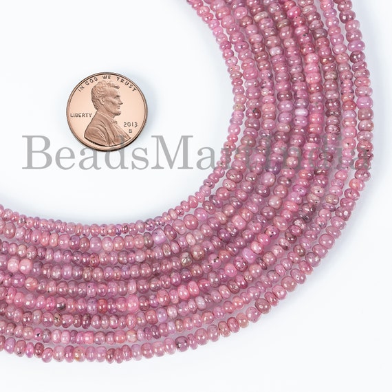 3-4 Mm Ruby Beads, Ruby Rondelle Shape Beads, Ruby Plain Beads, Ruby Gemstone Beads, Ruby Smooth Rondelle Beads, Ruby Plain Gemstone Beads