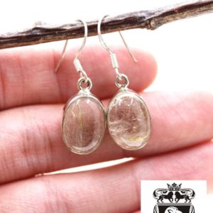 Shop Rutilated Quartz Earrings! Rutile Rutilated Quartz 925 SOLID Sterling Silver Earrings E31 | Natural genuine Rutilated Quartz earrings. Buy crystal jewelry, handmade handcrafted artisan jewelry for women.  Unique handmade gift ideas. #jewelry #beadedearrings #beadedjewelry #gift #shopping #handmadejewelry #fashion #style #product #earrings #affiliate #ad
