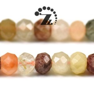 Shop Rutilated Quartz Faceted Beads! Rutilated Quartz,15 inch natural Multi Rutilated Quartz faceted rondelle beads,abacus beads,space beads,Rainbow, 4x6mm 5×6-7mm for Choice | Natural genuine faceted Rutilated Quartz beads for beading and jewelry making.  #jewelry #beads #beadedjewelry #diyjewelry #jewelrymaking #beadstore #beading #affiliate #ad
