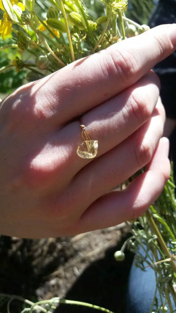 Limited Supply! Golden Rutile Quartz Crystal Dainty Simple Style Ring, Stackable Rings, Gemstone Rings, Bronze Or Sterling Silver Ring, Gold