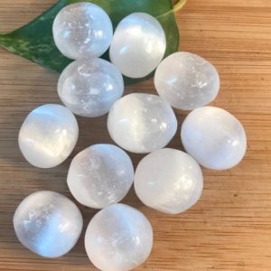 Shop Selenite Stones & Crystals! Tumbled Selenite Stones Set with Gift Bag and Note | Natural genuine stones & crystals in various shapes & sizes. Buy raw cut, tumbled, or polished gemstones for making jewelry or crystal healing energy vibration raising reiki stones. #crystals #gemstones #crystalhealing #crystalsandgemstones #energyhealing #affiliate #ad