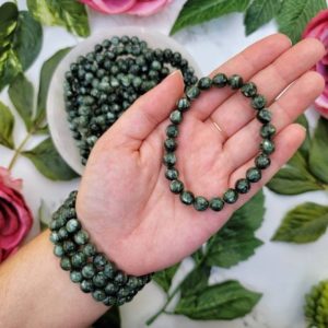 Seraphinite Bracelet – High Quality – from Siberia – No. 778 | Natural genuine Seraphinite bracelets. Buy crystal jewelry, handmade handcrafted artisan jewelry for women.  Unique handmade gift ideas. #jewelry #beadedbracelets #beadedjewelry #gift #shopping #handmadejewelry #fashion #style #product #bracelets #affiliate #ad