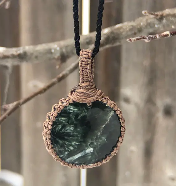 Seraphinite Angel Wing Necklace For Women, Seraphinite Jewelry Necklace, Angel Necklace For Her, Macrame Necklaces For Women, Seraphinite