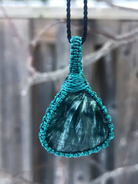 Seraphinite Angel Wing Necklace For Women, Seraphinite Jewelry Necklace, Angel Necklace For Her, Macrame Necklaces For Women, Seraphinite