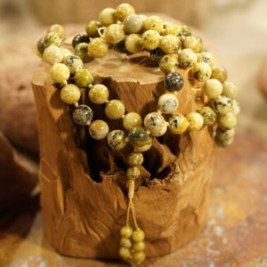 Serpentine Mala Beads • Serpentine Necklace • Yellow Mala Necklace • Beaded Tassel • Spiritual Jewelry • Meaningful Gift • 10mm • 2782 | Natural genuine Gemstone necklaces. Buy crystal jewelry, handmade handcrafted artisan jewelry for women.  Unique handmade gift ideas. #jewelry #beadednecklaces #beadedjewelry #gift #shopping #handmadejewelry #fashion #style #product #necklaces #affiliate #ad