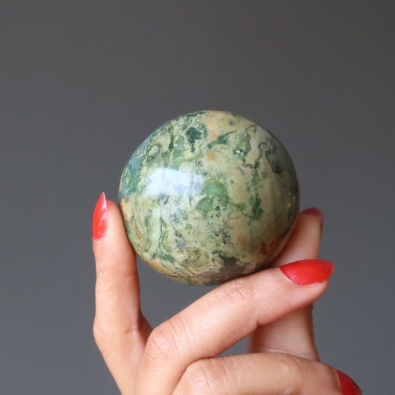 Serpentine Sphere Past Life Regression Green Healing Crystal Ball