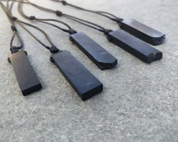 Shungite Necklace, Men's Pendant, Emf Protection Jewelry For Him, Surfer Gift For Friend, Spiritual Birthday Gift