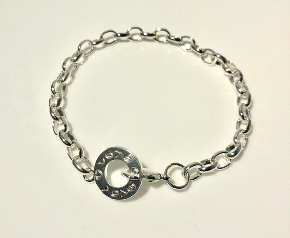 Silver Plated Charm Bracelet Blanks, Chain Link With Toggle Fastening Ready For Adding Your Own Beads Job Lot Of 18
