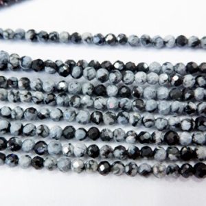 snowflake obsidian beads – faceted obsidian round beads – 3mm stone spacer beads – grey and white gemstone beads – jewelry supplies-15inch | Natural genuine faceted Snowflake Obsidian beads for beading and jewelry making.  #jewelry #beads #beadedjewelry #diyjewelry #jewelrymaking #beadstore #beading #affiliate #ad