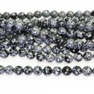 snowflake obsidian faceted round beads – grey and black gemstone beads – faceted loose stone beads – faceted beads supplies -15inch | Natural genuine round Snowflake Obsidian beads for beading and jewelry making.  #jewelry #beads #beadedjewelry #diyjewelry #jewelrymaking #beadstore #beading #affiliate #ad