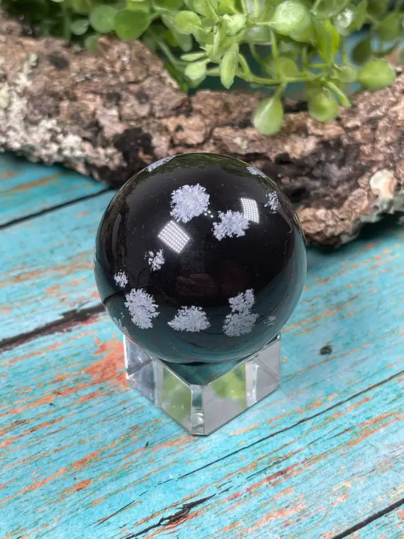 Snowflake Obsidian Sphere - Reiki Charged - Powerful Healing & Protective Energy - Repels Negative Energy - Grounding - Crystal Ball #3