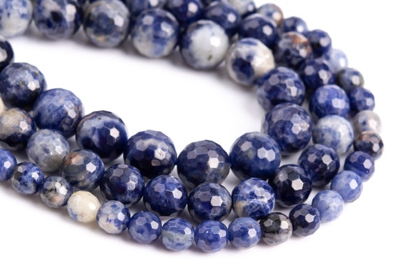 Genuine Natural Blue African Sodalite Loose Beads Micro Faceted Round Shape 6mm 8mm 10mm