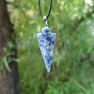 Shop Sodalite Jewelry! Blue Sodalite Stone Pendant Necklace – Used for Calmness – Intuition – Metabolism – Balance – Immune System – Self Esteem – Radiation | Natural genuine Sodalite jewelry. Buy crystal jewelry, handmade handcrafted artisan jewelry for women.  Unique handmade gift ideas. #jewelry #beadedjewelry #beadedjewelry #gift #shopping #handmadejewelry #fashion #style #product #jewelry #affiliate #ad
