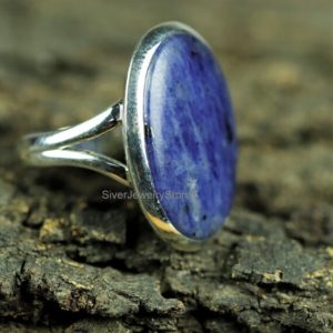 Shop Sodalite Rings! Natural Sodalite Ring, 925 Sterling Silver Ring, Natural Gemstone Ring, Boho Ring, 22x14mm Oval Ring Handmade Jewelry Ring, 8 US Ring | Natural genuine Sodalite rings, simple unique handcrafted gemstone rings. #rings #jewelry #shopping #gift #handmade #fashion #style #affiliate #ad