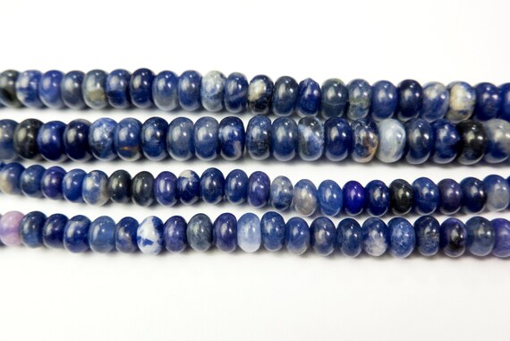 Blue Sodalite Rondelle Beads - Natural Gemstone Abacus Beads - Blue Stone Loose Beads - Blue Jewelry Beads 4x6mm 5x8mm Beads  - 15 Beads