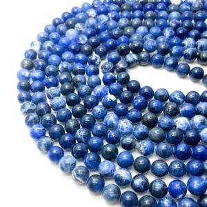 Shop Sodalite Round Beads! Natural Sodalite Gemstone Beads, Blue Sodalite Smooth Polished Round Sphere Gemstone Beads – RN01 | Natural genuine round Sodalite beads for beading and jewelry making.  #jewelry #beads #beadedjewelry #diyjewelry #jewelrymaking #beadstore #beading #affiliate #ad