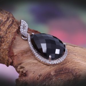 Shop Spinel Pendants! Natural Black Spinel Pendant,925 Sterling Silver,Pear Faceted Gemstone Pendant,Vintage Statement Pendant Women,Bohemian Black Stone Pendant, | Natural genuine Spinel pendants. Buy crystal jewelry, handmade handcrafted artisan jewelry for women.  Unique handmade gift ideas. #jewelry #beadedpendants #beadedjewelry #gift #shopping #handmadejewelry #fashion #style #product #pendants #affiliate #ad