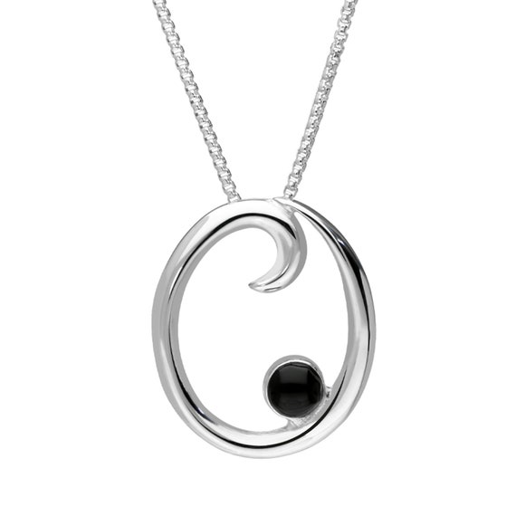 Sterling Silver Whitby Jet Love Letters Initial O Necklace