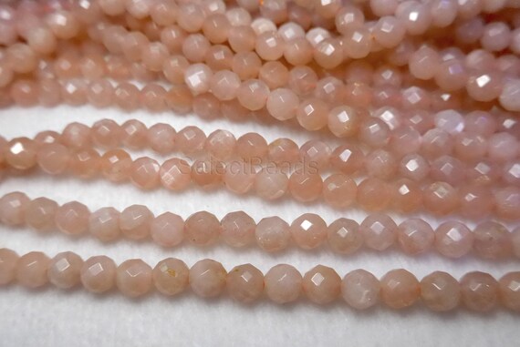 Natural Sunstone  Faceted Beads - Pink Sunstone Beads - Genuine Sunstone - Pink Sunstone Necklace Beads - Sunstone Jewelry Beads -15inch