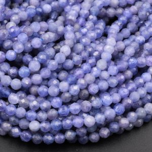 Shop Faceted Gemstone Beads! AAA Faceted Natural Tanzanite Round Beads 2mm 3mm 4mm 5mm Micro Laser Cut Real Genuine Gemstone 15.5" Strand | Natural genuine faceted Gemstone beads for beading and jewelry making.  #jewelry #beads #beadedjewelry #diyjewelry #jewelrymaking #beadstore #beading #affiliate #ad