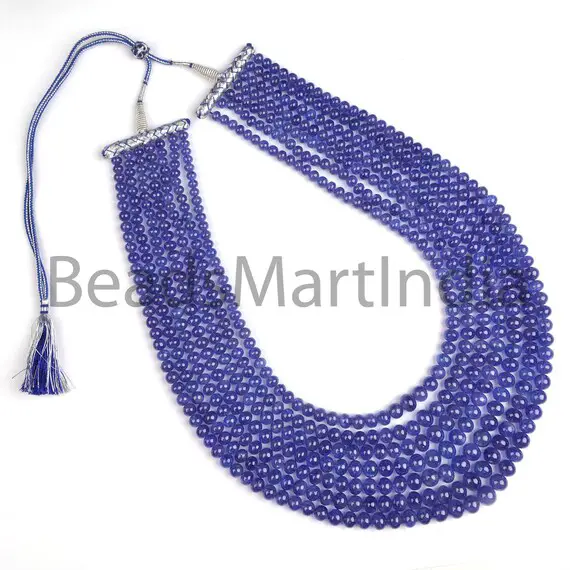 6-11mm Tanzanite Faceted Rondelle Beads Necklace, Tanzanite Rondelle Beads, Tanzanite Faceted Beads, Blue Tanzanite Beads Necklace
