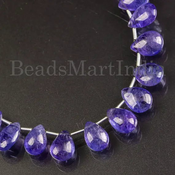 8x11-8.5x12.5 Mm Tanzanite Beads, Tanzanite Smooth Beads, Tanzanite Pear Shape Beads, Tanzanite Gemstone Beads, Blue Tanzanite Plain Beads