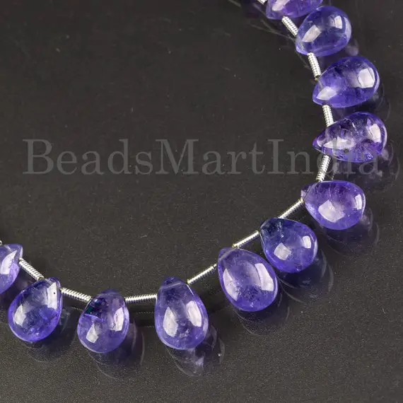 8x10.5-8.5x12.5 Mm Tanzanite Beads, Tanzanite Pear Shape Beads, Tanzanite Smooth Beads, Tanzanite Gemstone Beads, Tanzanite Plain Beads
