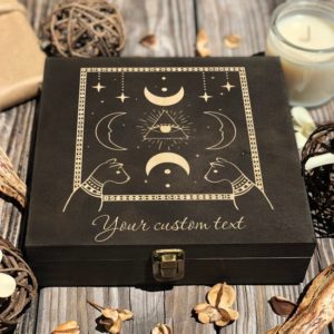 Shop Gifts for Crystal Lovers! Third Eye Box, Wooden Box Personalized, Crescent Moon Box, Stash Box, Crystal Gift Box, Crystal Box, Witch Box, Tarot Card Box, Mystery Box | Shop jewelry making and beading supplies, tools & findings for DIY jewelry making and crafts. #jewelrymaking #diyjewelry #jewelrycrafts #jewelrysupplies #beading #affiliate #ad