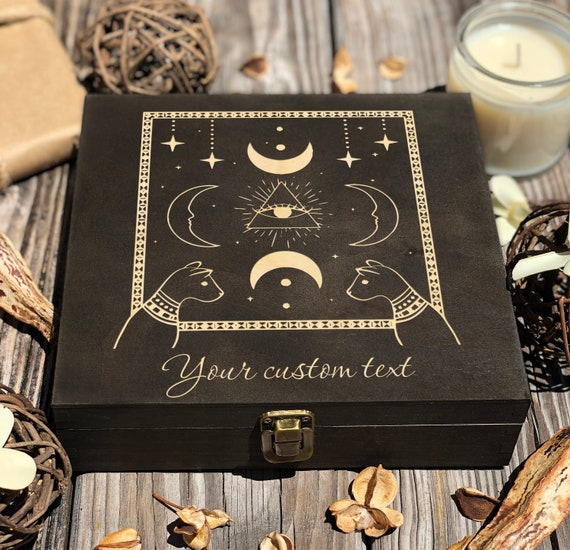 Personalized Third Eye Wooden Box: Crystal, Tarot Card Stash Box, Gift Set
