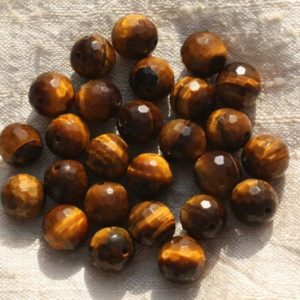 Shop Tiger Eye Faceted Beads! 2pc – Perles de Pierre – Oeil de Tigre Boules Facettées 10mm   4558550015686 | Natural genuine faceted Tiger Eye beads for beading and jewelry making.  #jewelry #beads #beadedjewelry #diyjewelry #jewelrymaking #beadstore #beading #affiliate #ad