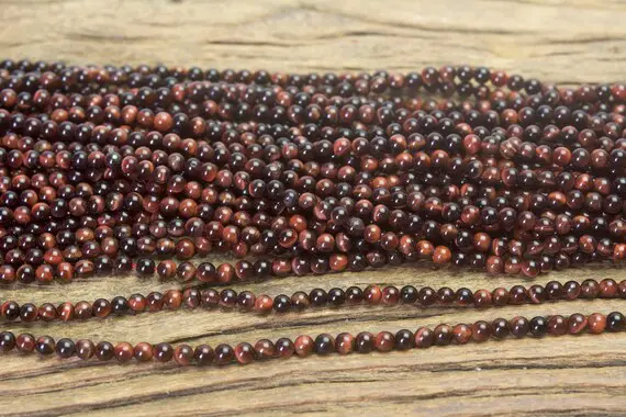 Small Red Tigers Eye Beads - 2mm Tigers Eye Beads - 3mm Red Gemstone Beads - Tiny Spacer Stone Beads - Jewelry Making Supplies - 15inch